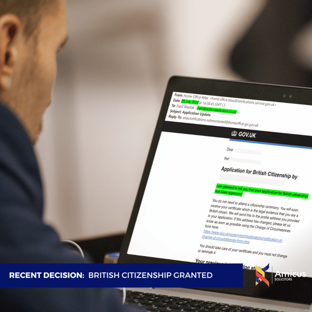 British Citizenship has been granted - email from home office