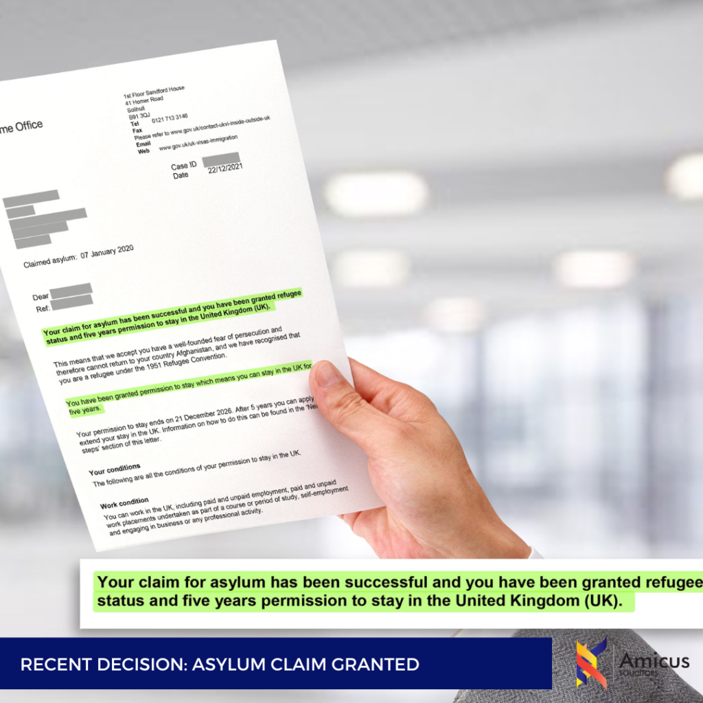 ASYLUM CLAIM GRANTED