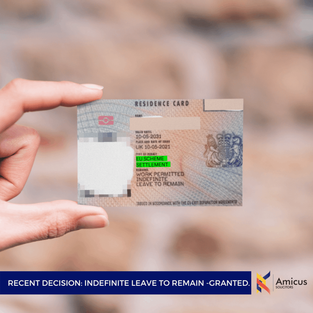 Indefinite leave to remain granted